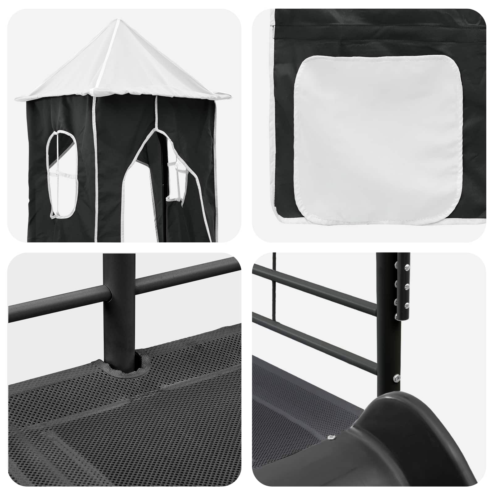 Lit mezzanine pour enfants Noir 75 x 190 cm Métал - XIOS