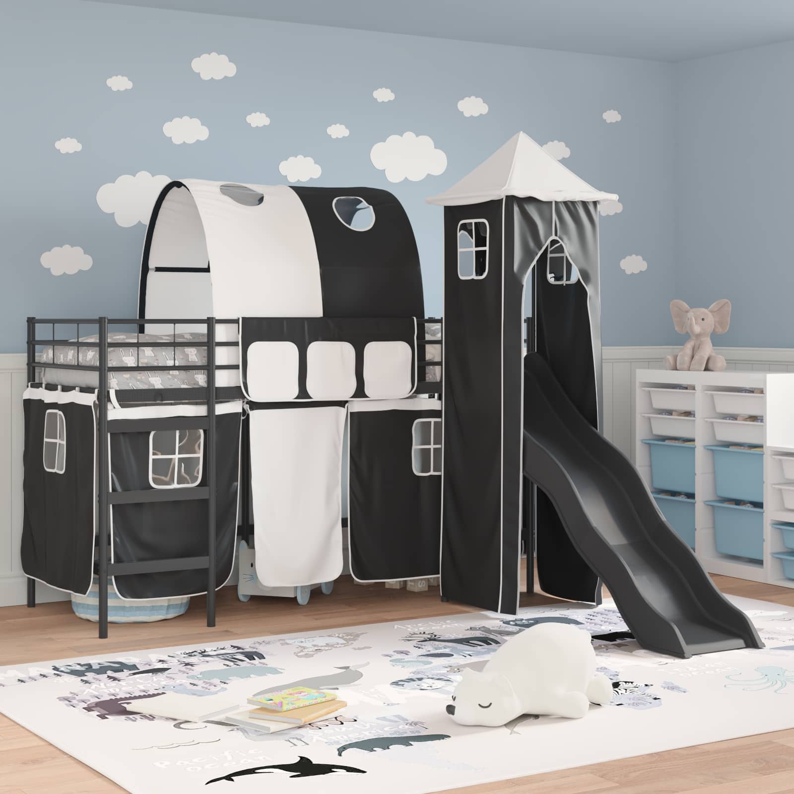 Lit mezzanine pour enfants Noir 75 x 190 cm Métал - XIOS