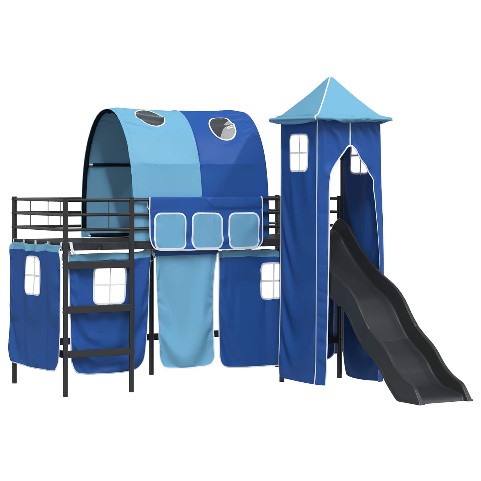 Lit mezzanine pour enfants Noir et Bleu 100 x 190 cm Métал - XIOS