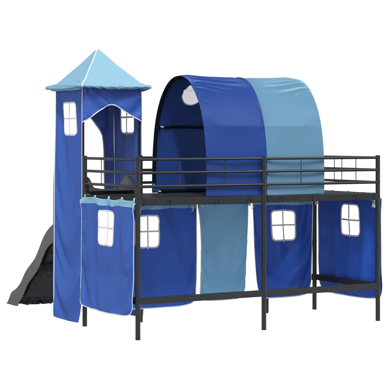 Lit mezzanine pour enfants Noir et Bleu 100 x 190 cm Métал - XIOS