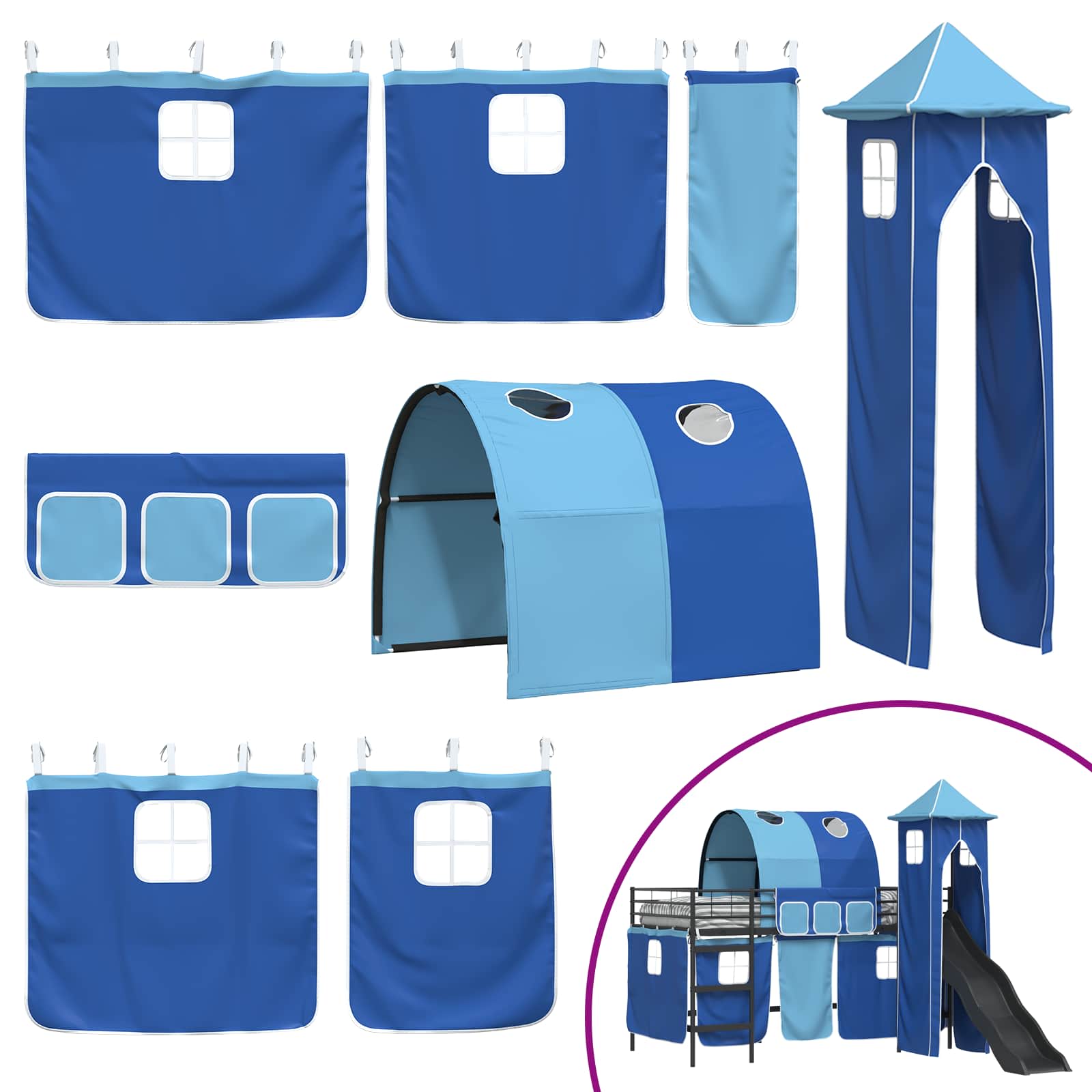 Lit mezzanine pour enfants Noir et Bleu 100 x 200 cm Métал - XIOS