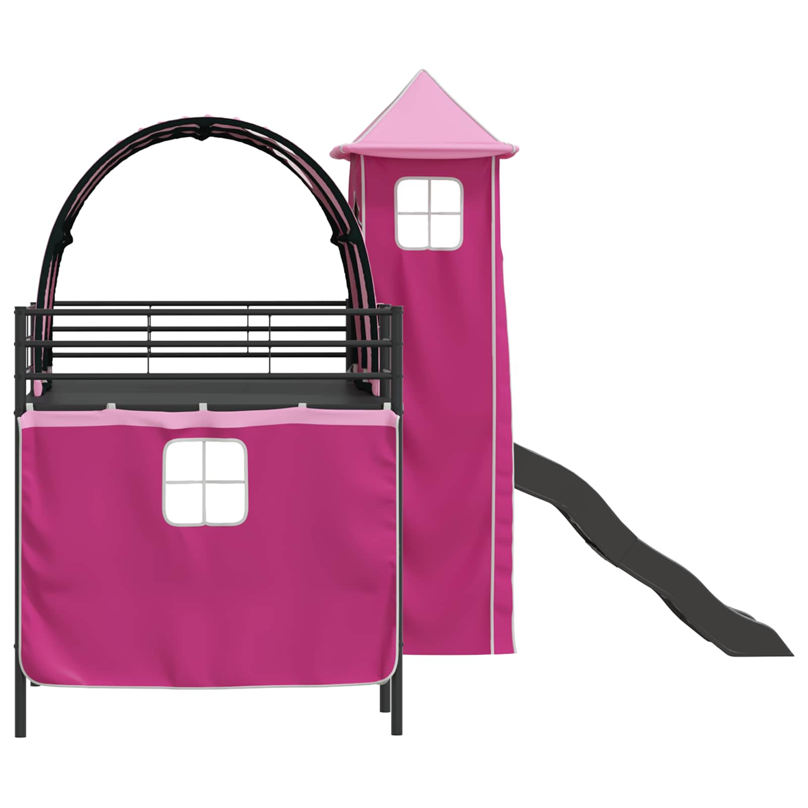 Lit mezzanine pour enfants Noir et rose 90 x 200 cm Métал - XIOS