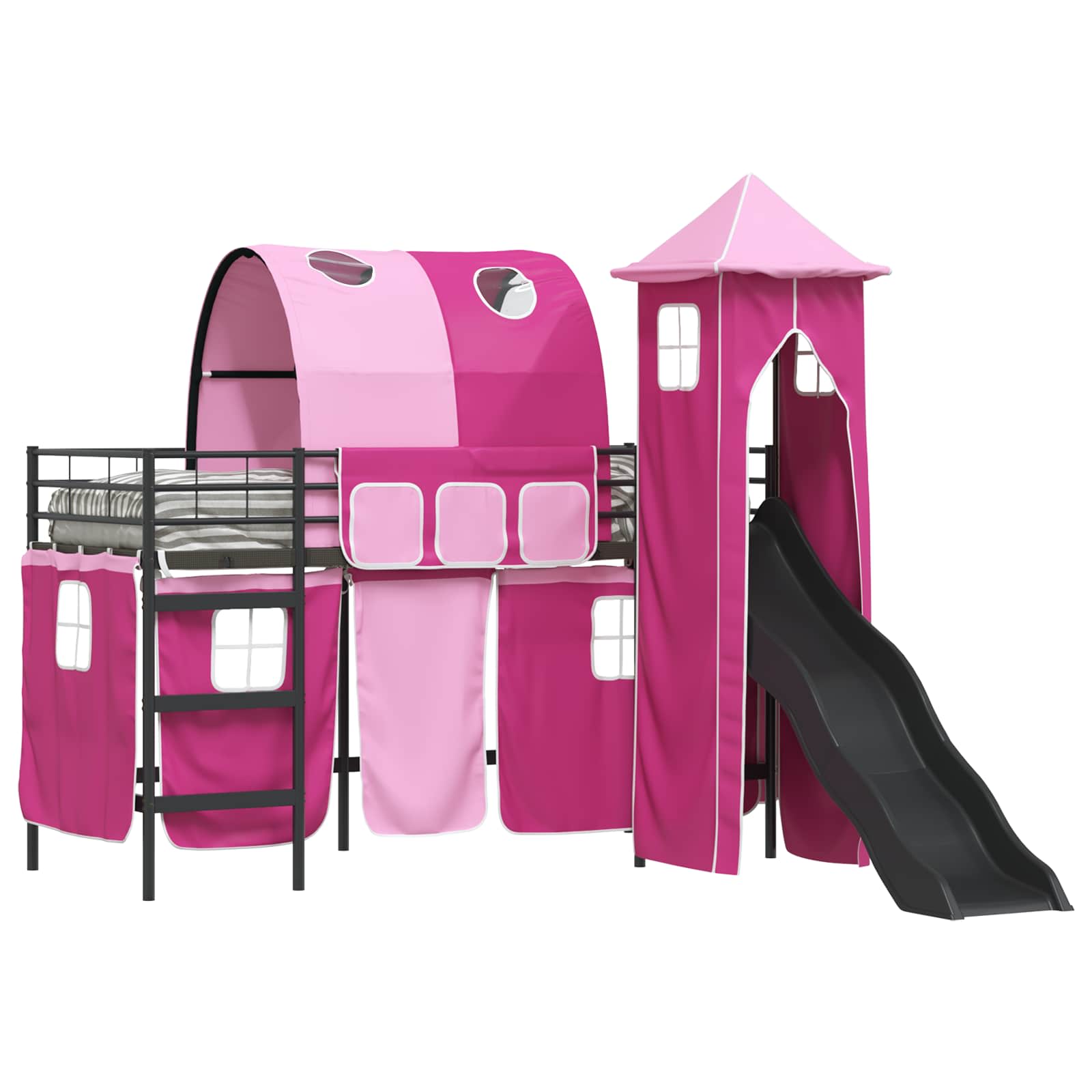 Lit mezzanine pour enfants Noir et rose 100 x 190 cm Métал - XIOS