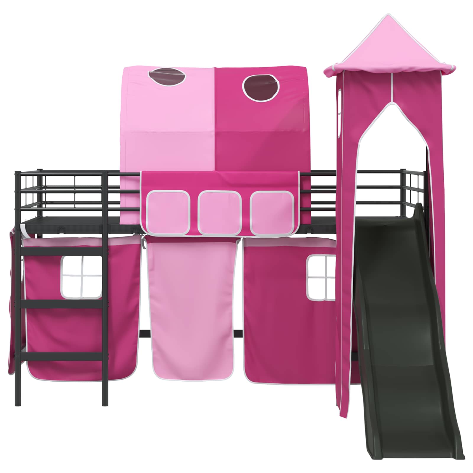 Lit mezzanine pour enfants Noir et rose 100 x 200 cm Métал - XIOS