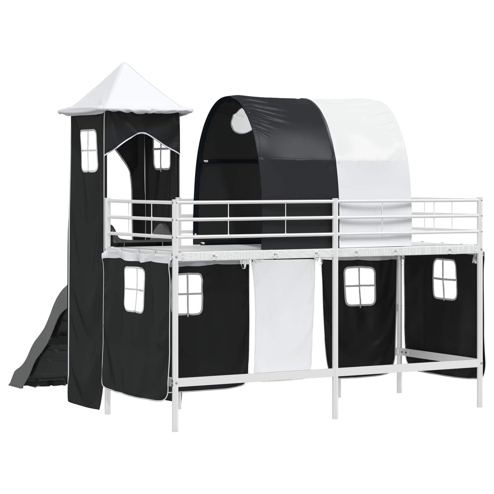 Lit mezzanine pour enfants Blanc et Noir 75 x 190 cm Métал - XIOS