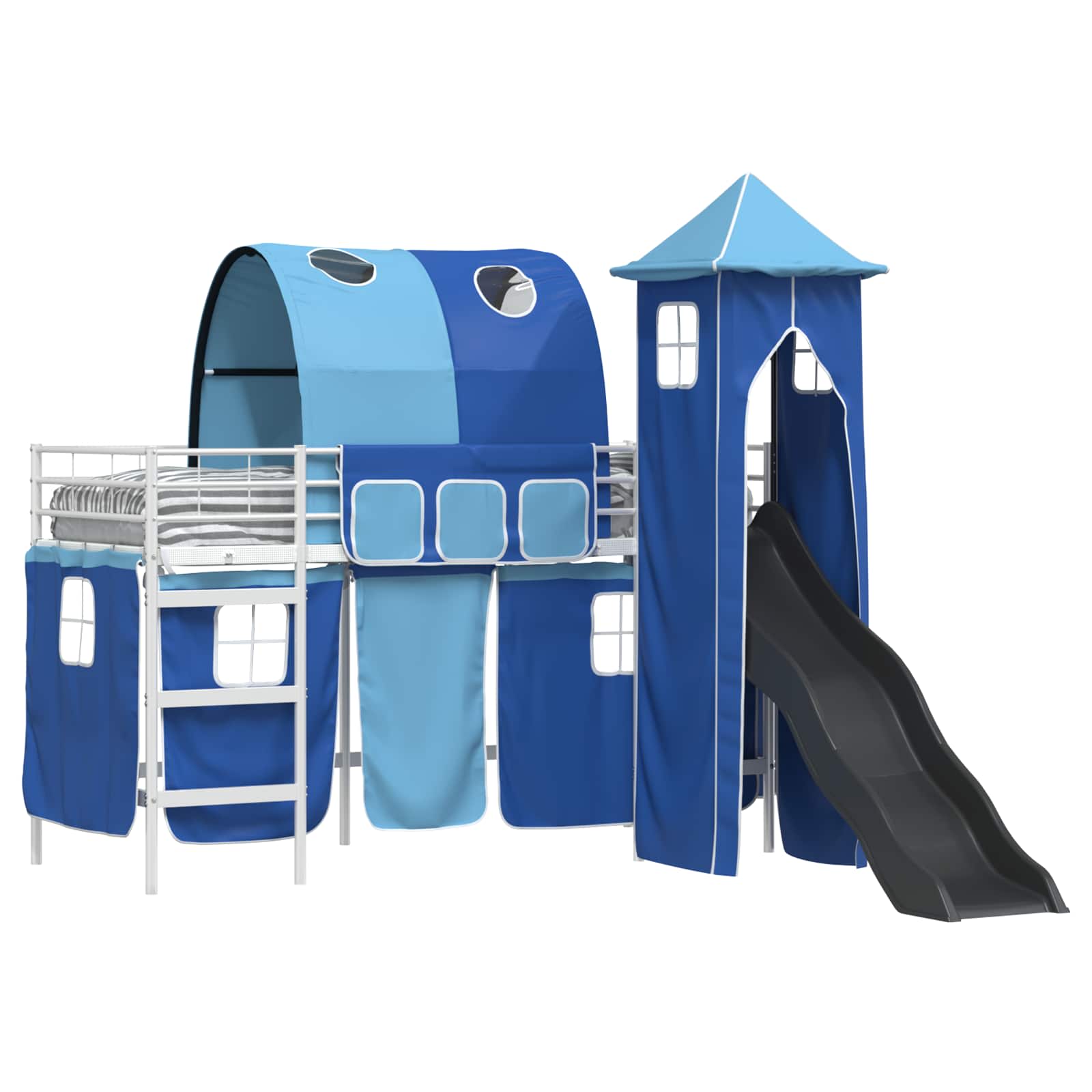 Lit mezzanine pour enfants Blanc et Bleu 75 x 190 cm Métал - XIOS