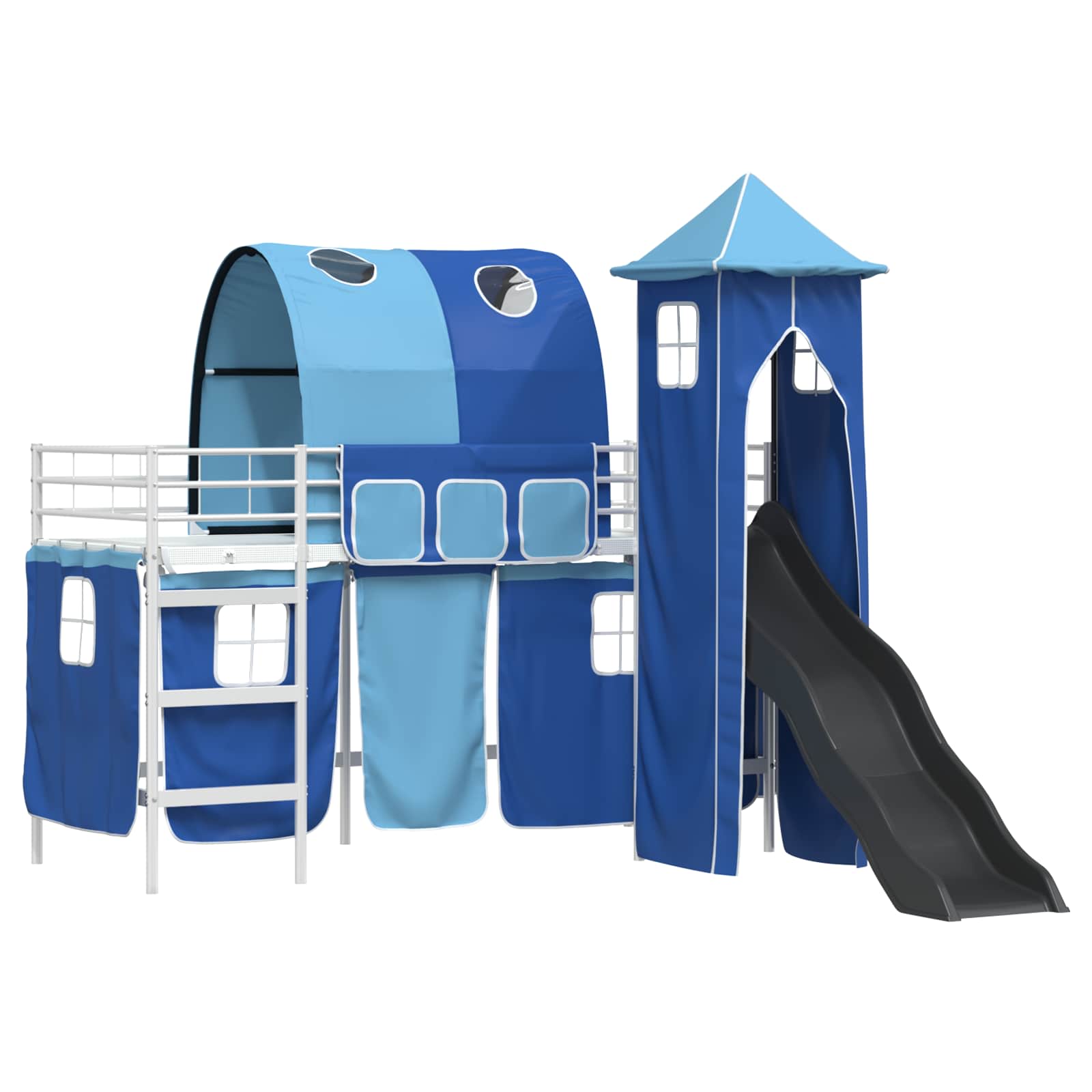 Lit mezzanine pour enfants Blanc et Bleu 75 x 190 cm Métал - XIOS