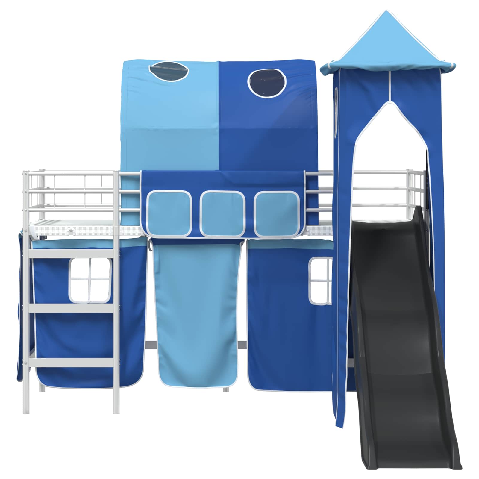 Lit mezzanine pour enfants Blanc et Bleu 75 x 190 cm Métал - XIOS