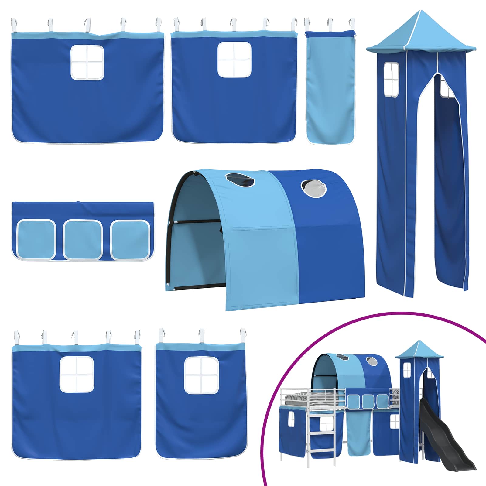 Lit mezzanine pour enfants Blanc et Bleu 80 x 200 cm Métал - XIOS