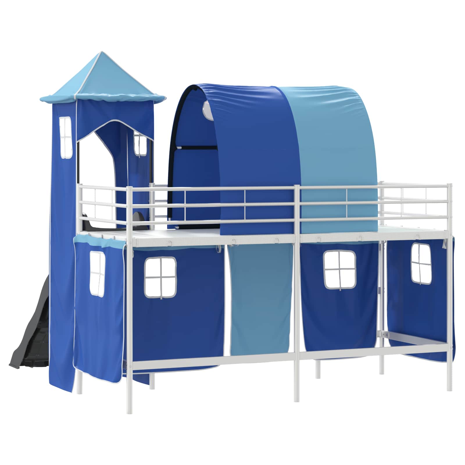 Lit mezzanine pour enfants Blanc et Bleu 100 x 190 cm Métал - XIOS