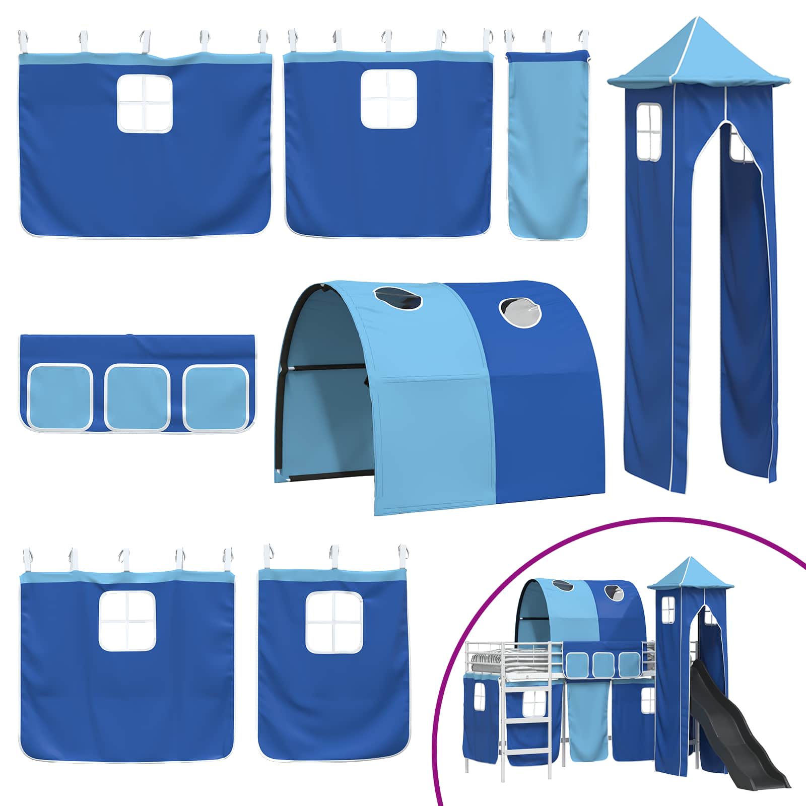 Lit mezzanine pour enfants Blanc et Bleu 100 x 190 cm Métал - XIOS