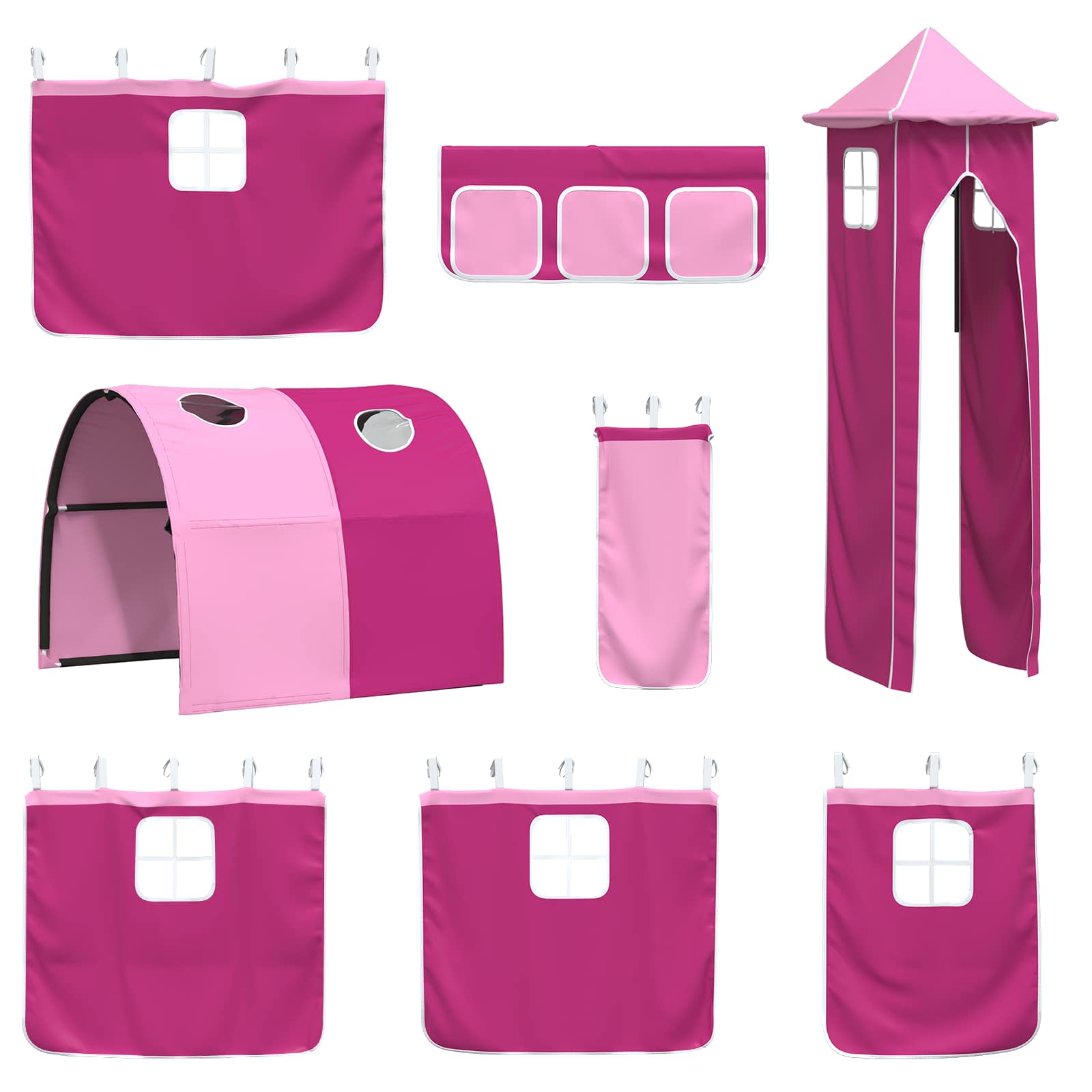 Lit mezzanine pour enfants Blanc et rose 75 x 190 cm Métал - XIOS