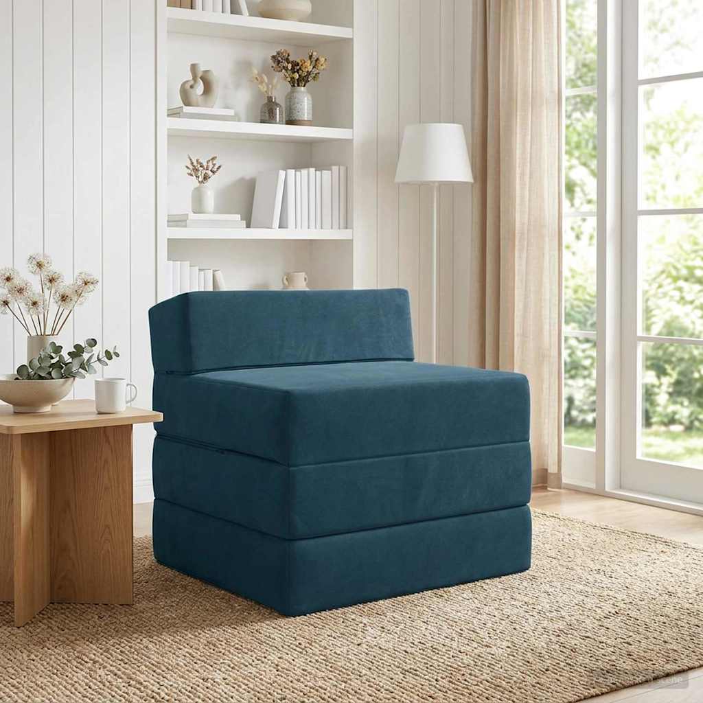 Canapé-lit pliable Bleu 200 x 70 x 10 cm Velours - XIOS