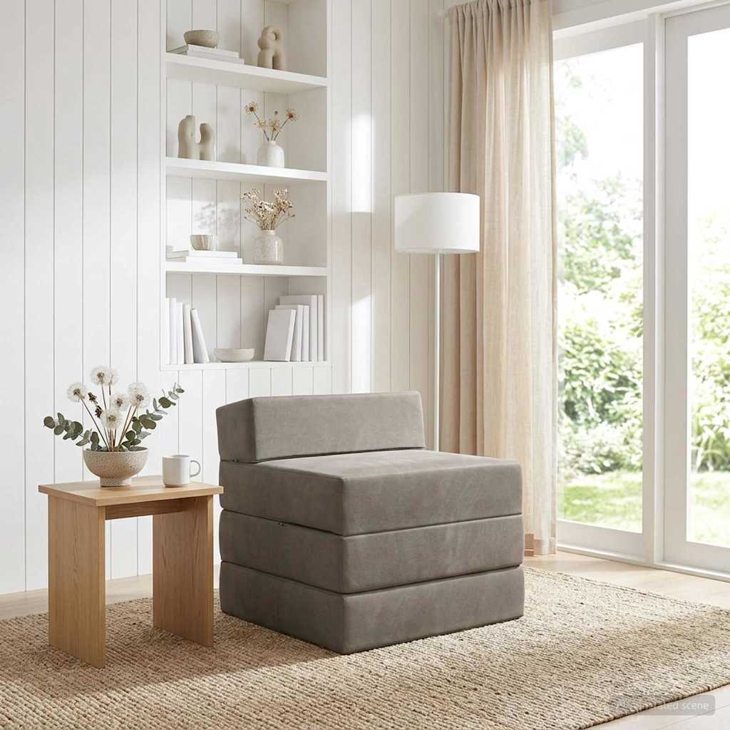 Canapé-lit pliable Gris clair 200 x 70 x 10 cm Velours - XIOS
