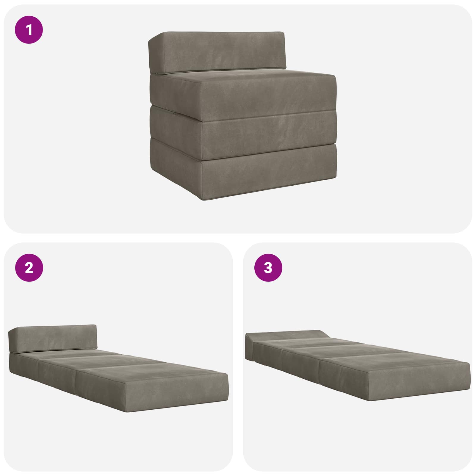 Canapé-lit pliable Gris clair 200 x 70 x 15 cm Velours - XIOS