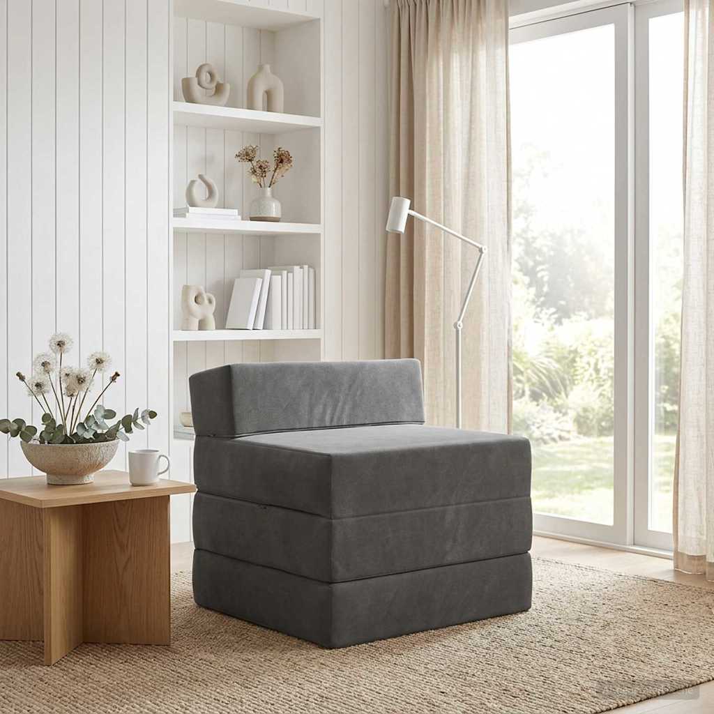 Canapé-lit pliable Gris foncé 200 x 70 x 10 cm Velours - XIOS