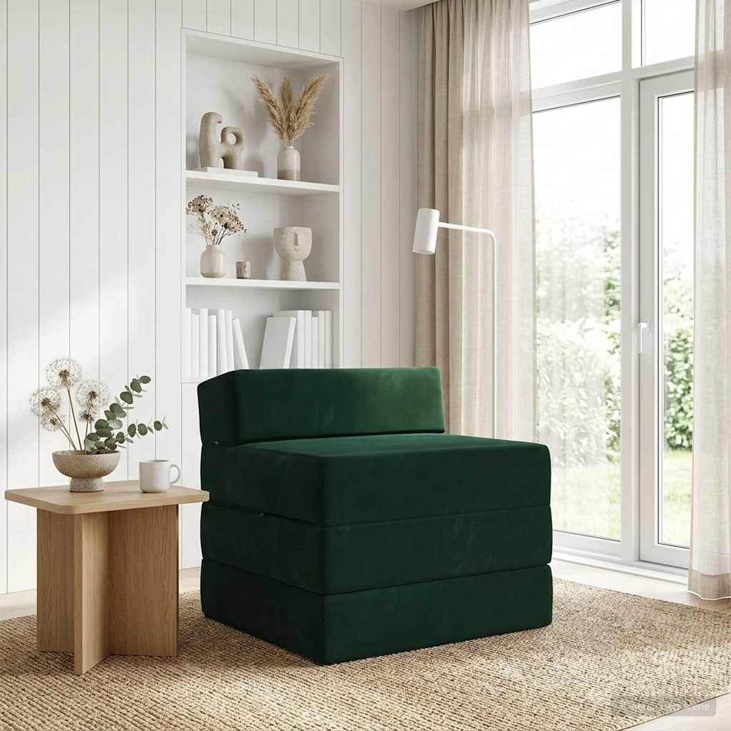 Canapé-lit pliable Vert foncé 200 x 70 x 15 cm Velours - XIOS
