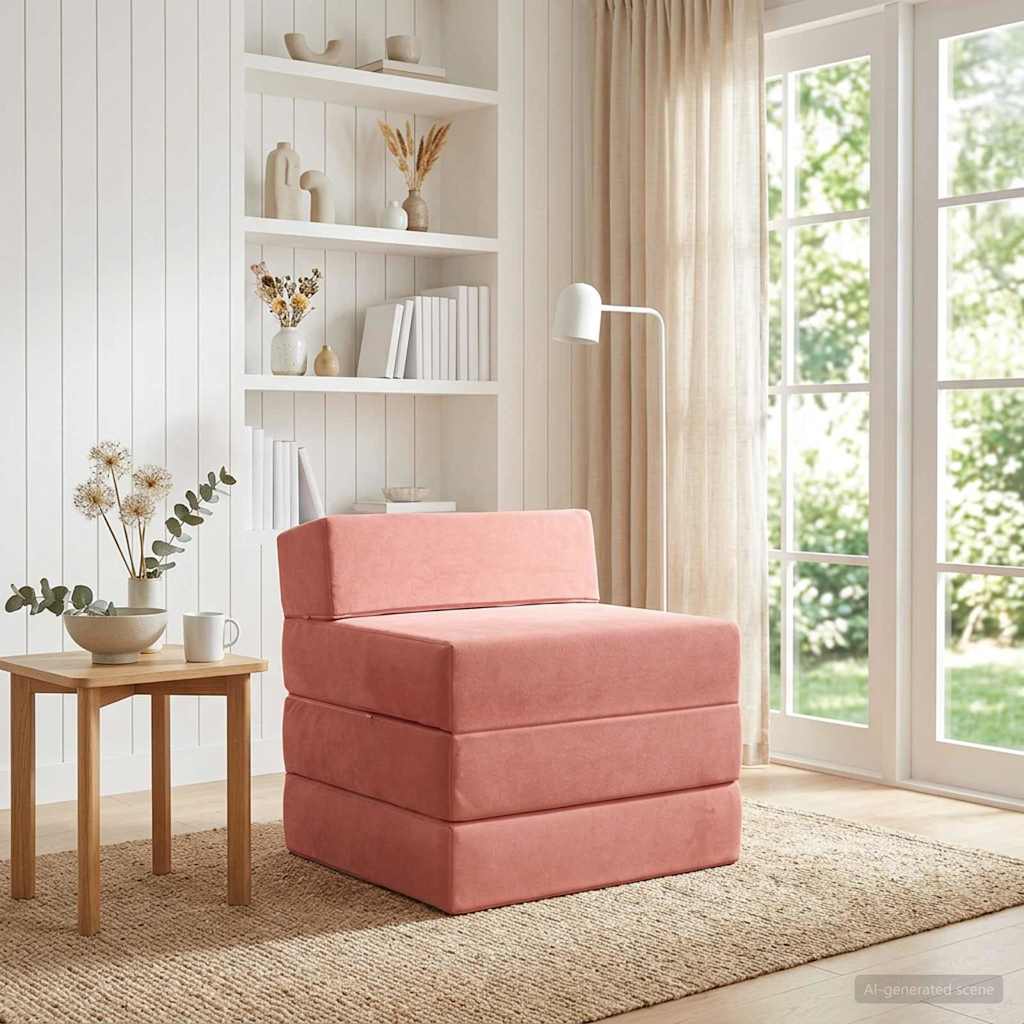 Canapé-lit pliable Rose 200 x 70 x 15 cm Velours - XIOS