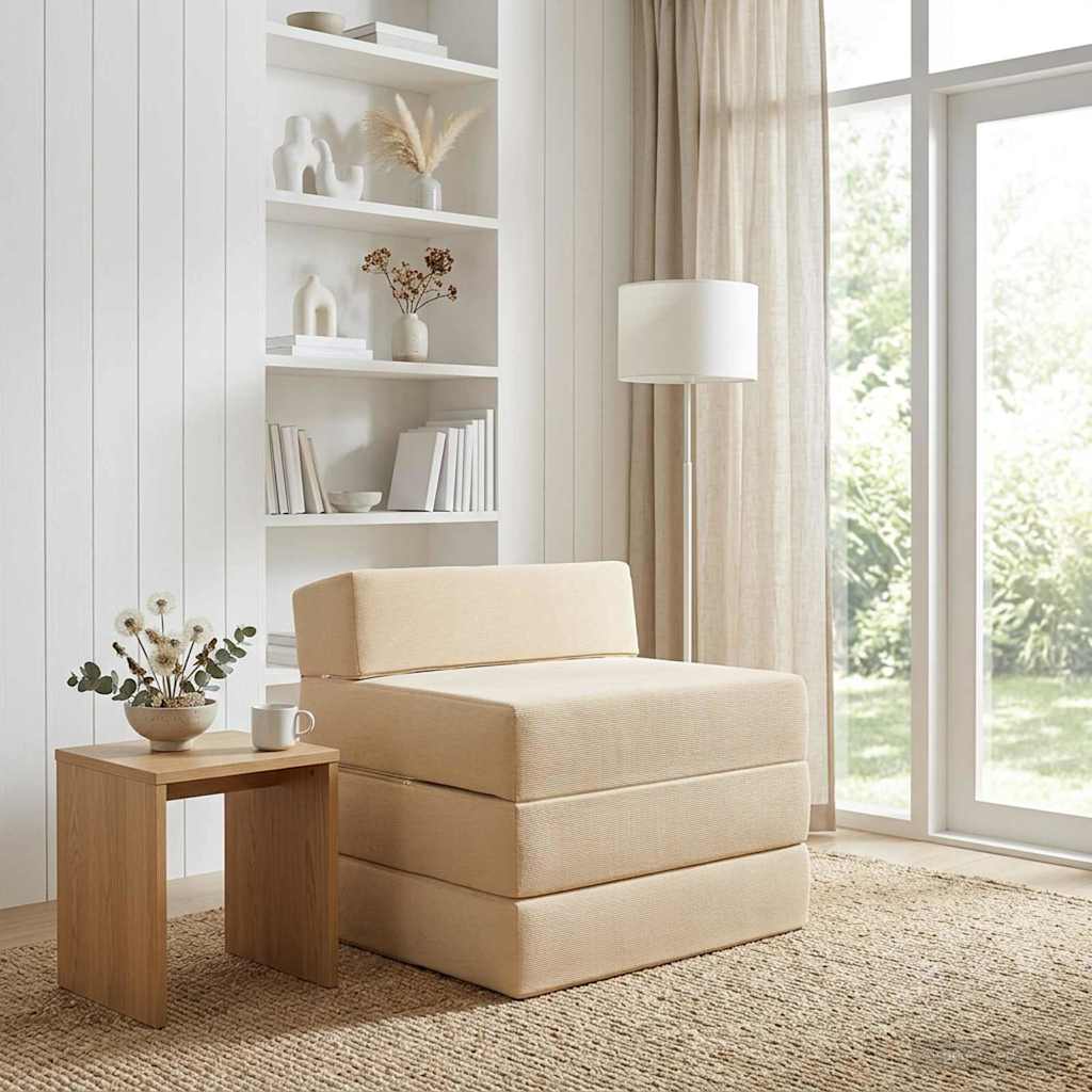 Canapé-lit pliable Crème 200 x 70 x 15 cm - XIOS
