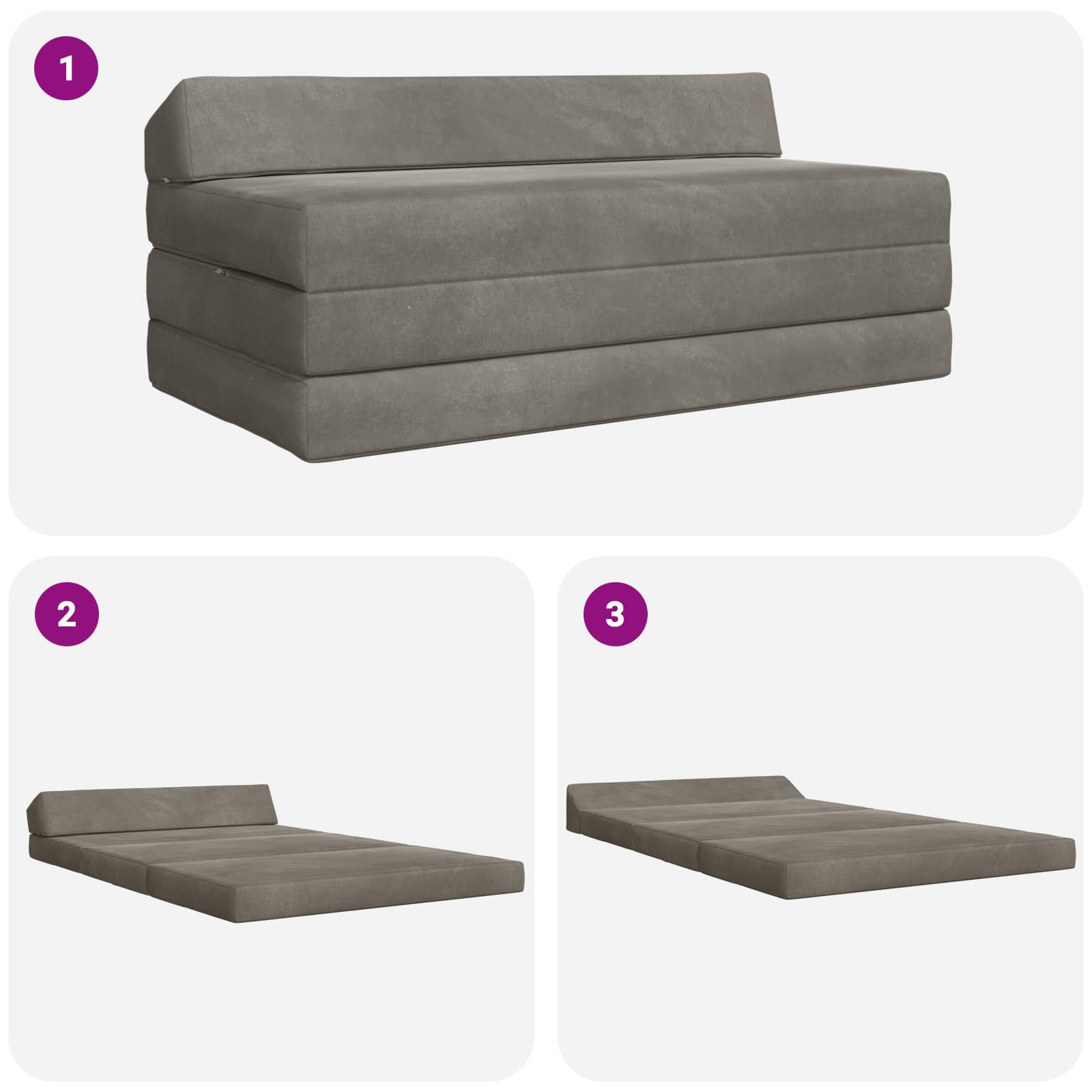 Canapé-lit pliable Gris clair 120 x 60 x 49 cm Tissu - XIOS