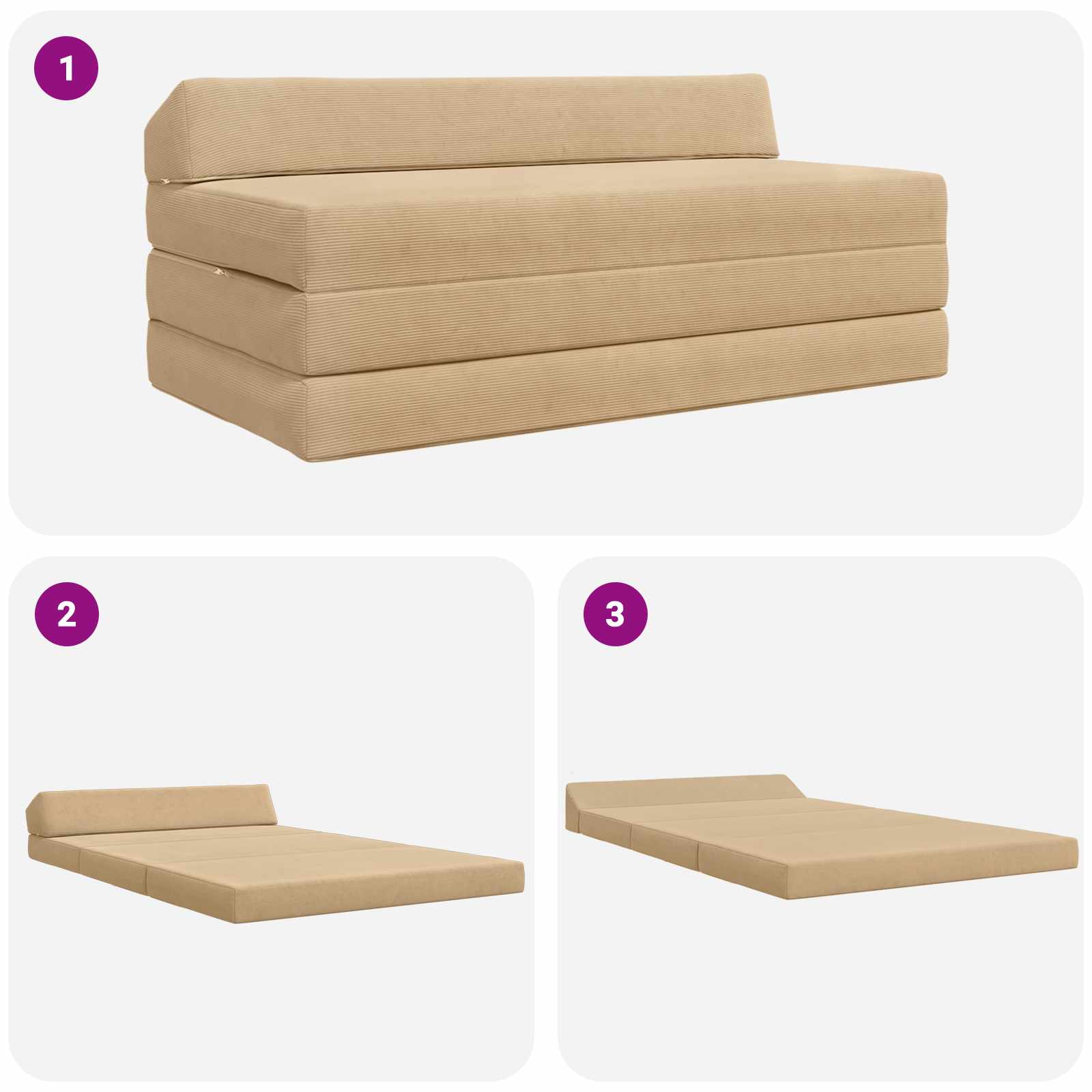 Canapé-lit pliable Vert Gris 120 x 60 x 49 cm Tissu - XIOS