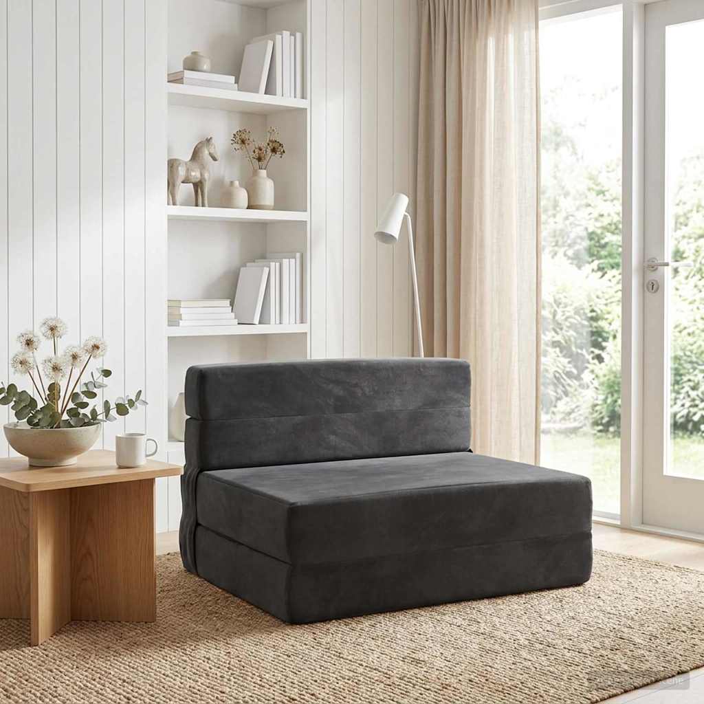 Canapé-lit pliable Gris foncé 70 x 72 x 60 cm Tissu - XIOS