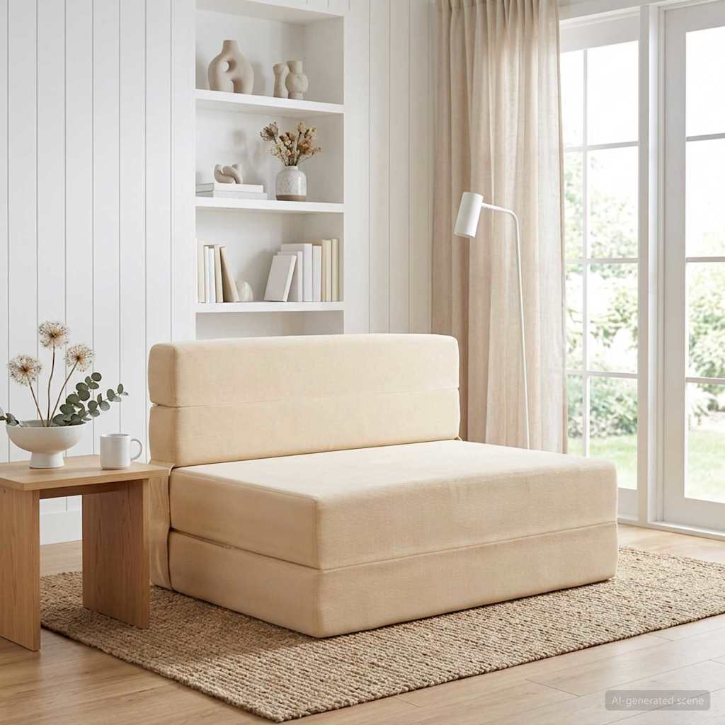 Canapé-lit pliable Crème 70 x 72 x 60 cm Tissu - XIOS