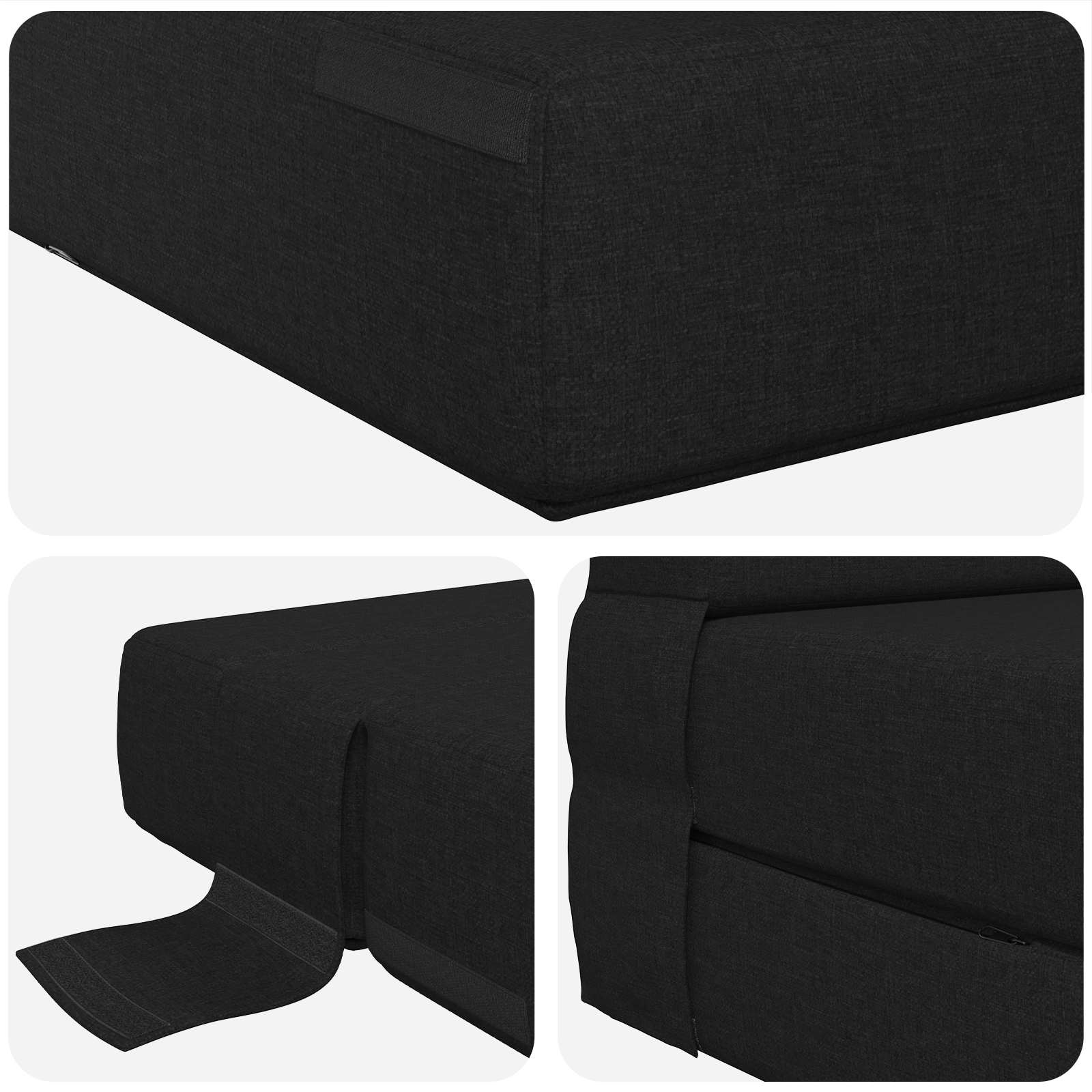 Canapé-lit pliant Noir 190 x 70 x 15 cm tissu - XIOS