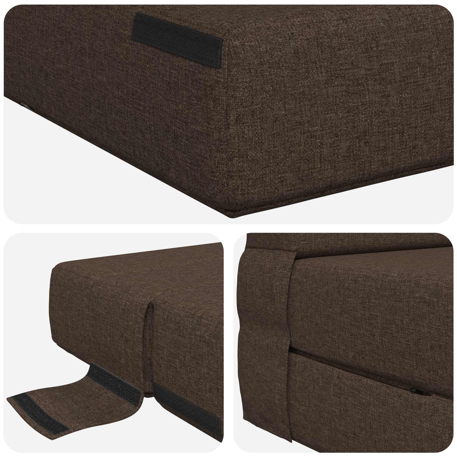 Canapé-lit pliant Taupe 190 x 70 x 15 cm tissu - XIOS
