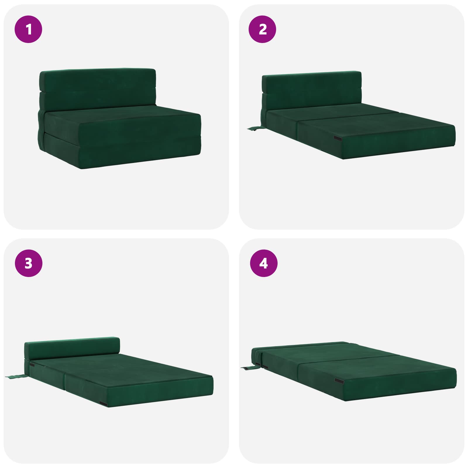 Canapé-lit pliant Vert foncé 190 x 70 x 15 cm Velours - XIOS