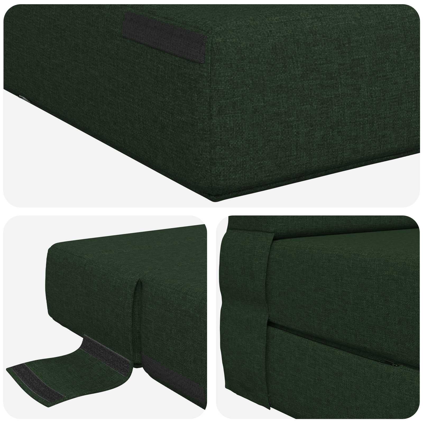 Canapé-lit pliant Vert foncé 190 x 100 x 15 cm tissu - XIOS