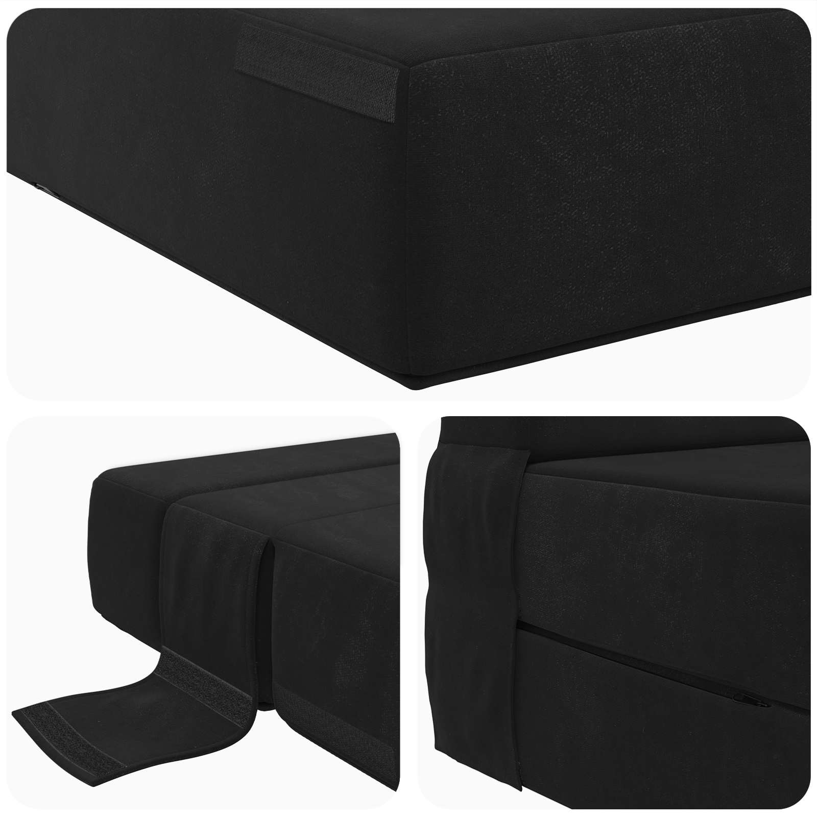 Canapé-lit pliant Noir 190 x 100 x 15 cm Velours - XIOS