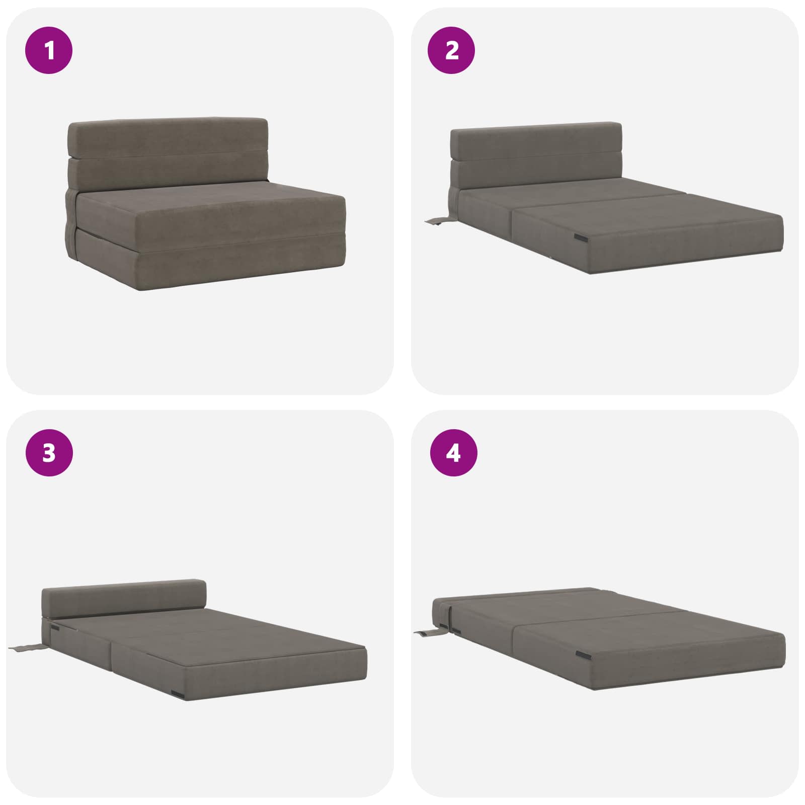 Canapé-lit pliant Gris clair 190 x 100 x 15 cm - XIOS