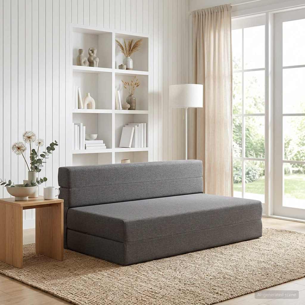 Canapé-lit pliable Gris clair 152 x 86,5 x 60 cm Tissu