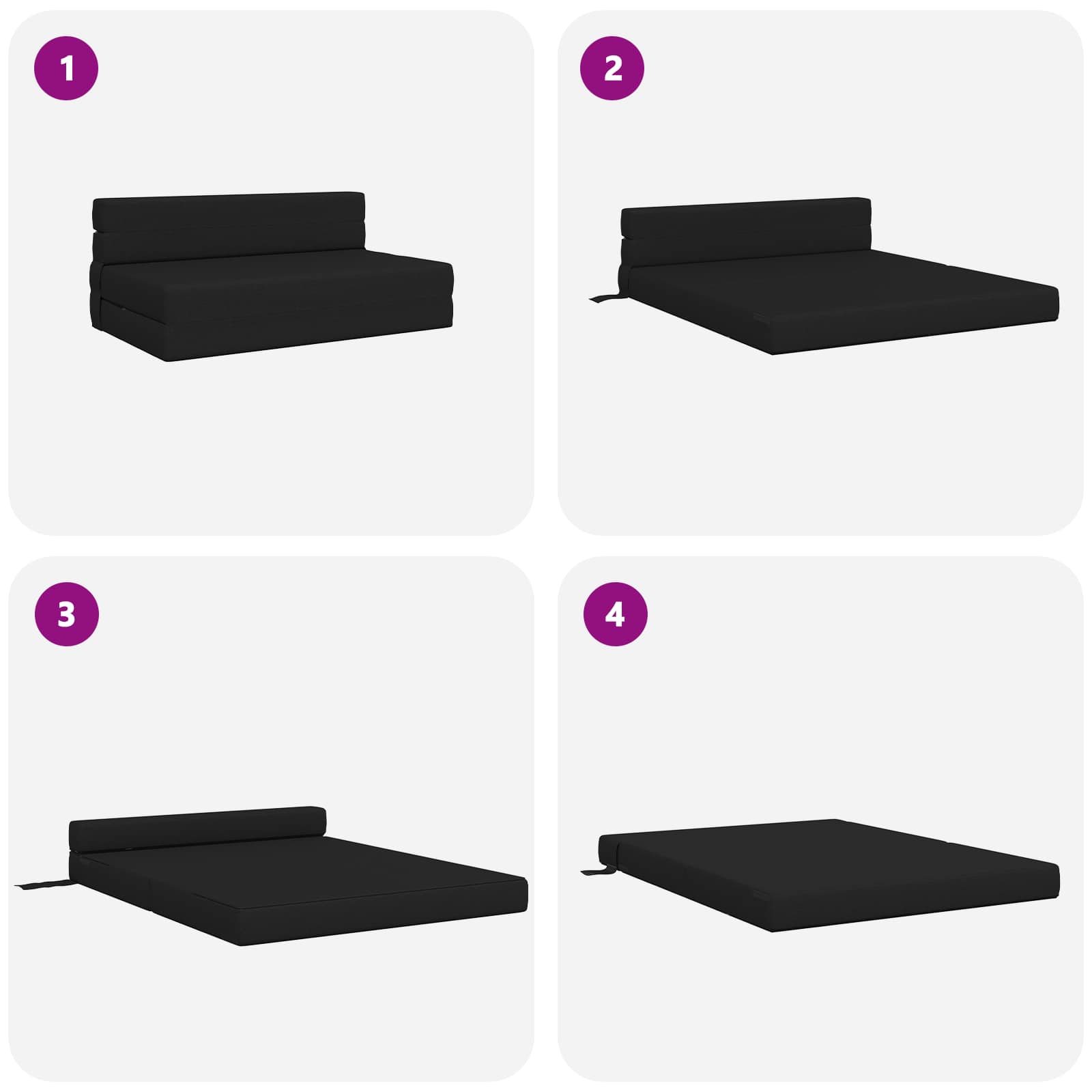Canapé-lit pliant Noir 203 x 152 x 15 cm tissu - XIOS