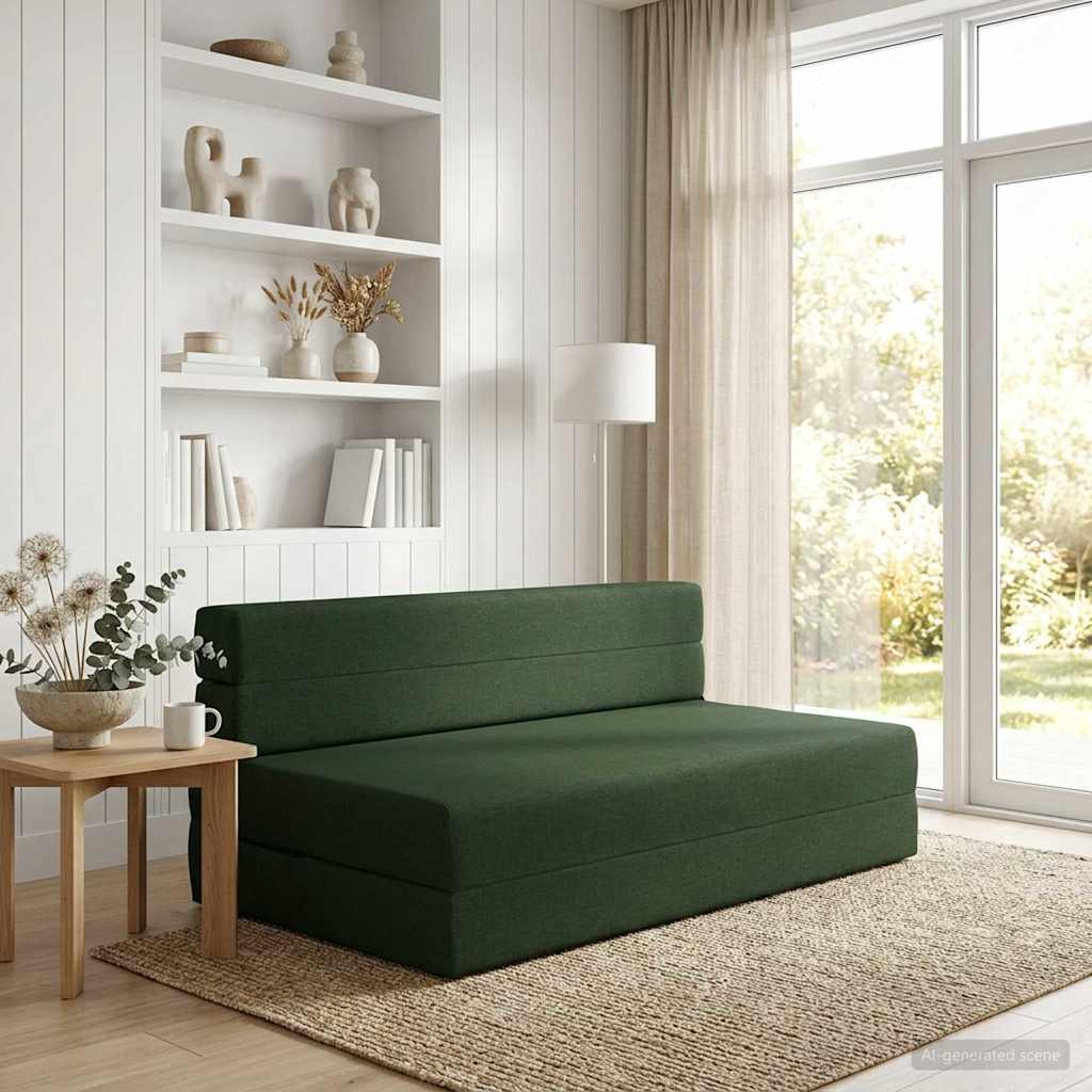 Canapé-lit pliable Vert foncé 152 x 86,5 x 60 cm Tissu