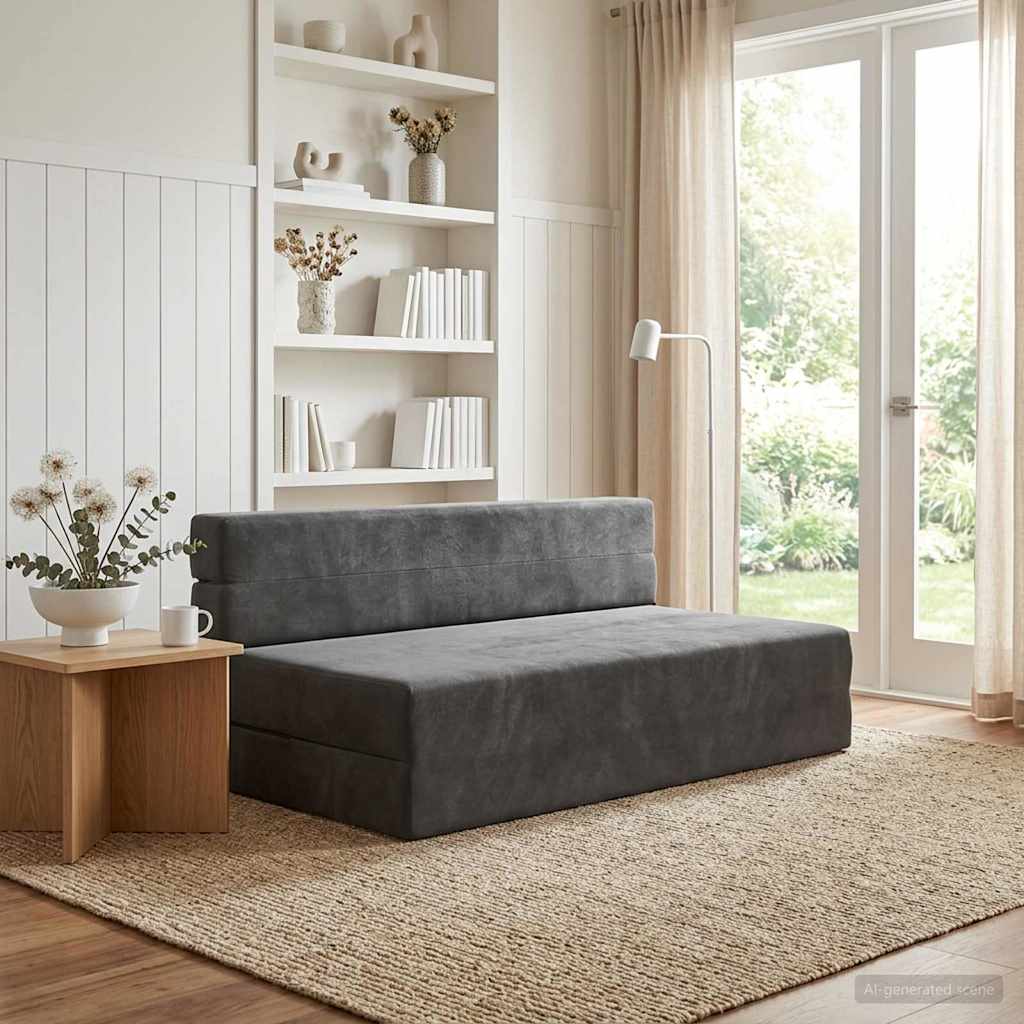 Canapé-lit pliable Gris foncé 152 x 86,5 x 60 cm Tissu