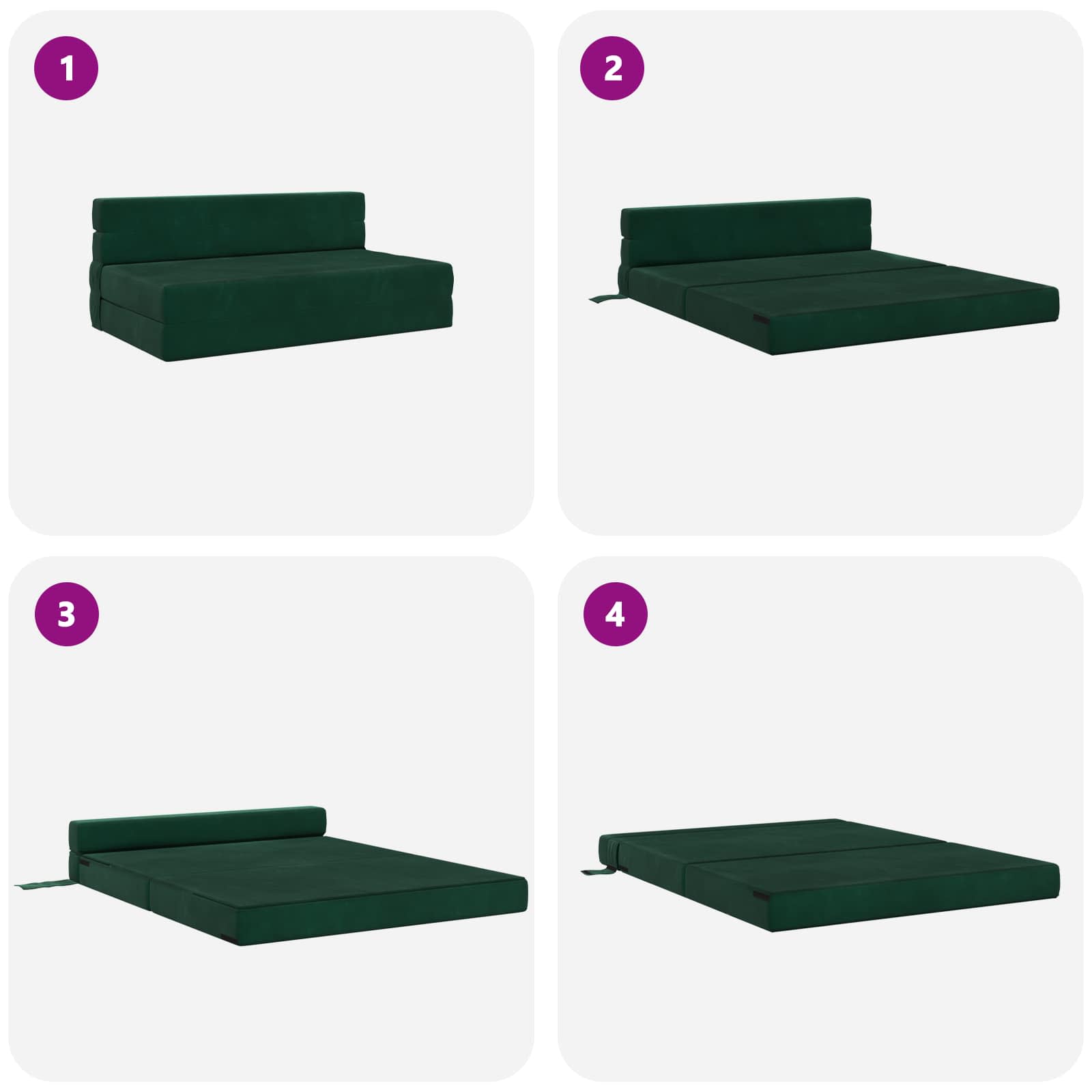 Canapé-lit pliant Vert foncé 203 x 152 x 15 cm Velours - XIOS