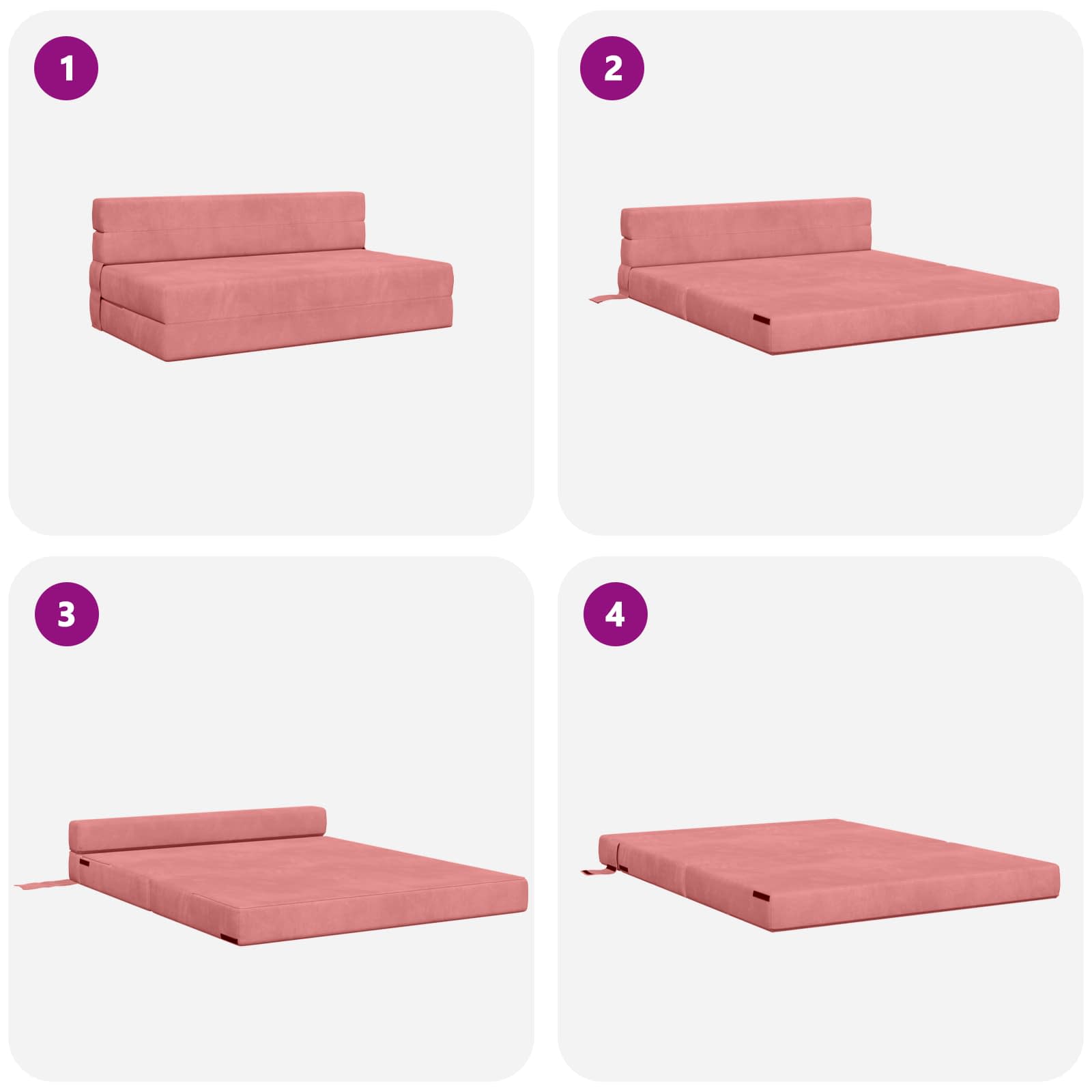 Canapé-lit pliant Rose 203 x 152 x 15 cm Velours - XIOS