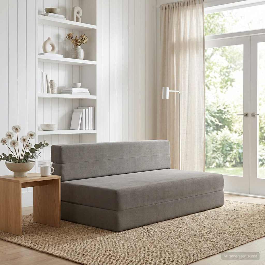 Canapé-lit pliable Gris clair 152 x 86,5 x 60 cm Tissu