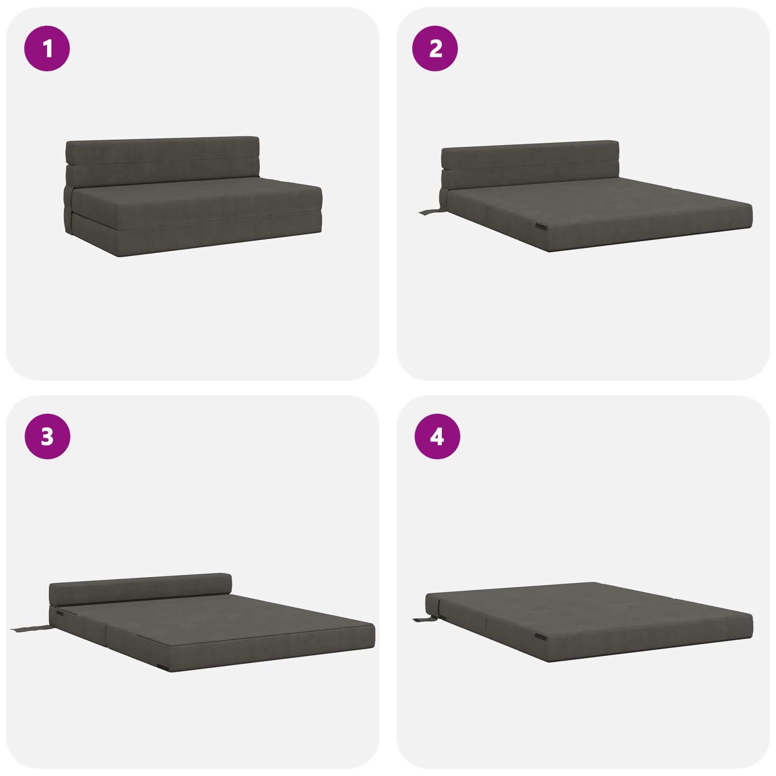 Canapé-lit pliant Gris foncé 203 x 152 x 15 cm - XIOS