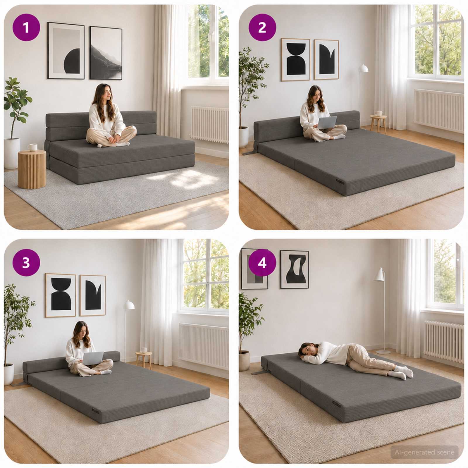 Canapé-lit pliable Gris foncé 152 x 86,5 x 60 cm Tissu