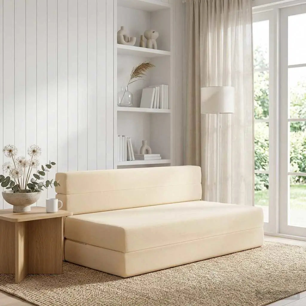 Canapé-lit pliable Crème 152 x 86,5 x 60 cm Tissu - XIOS