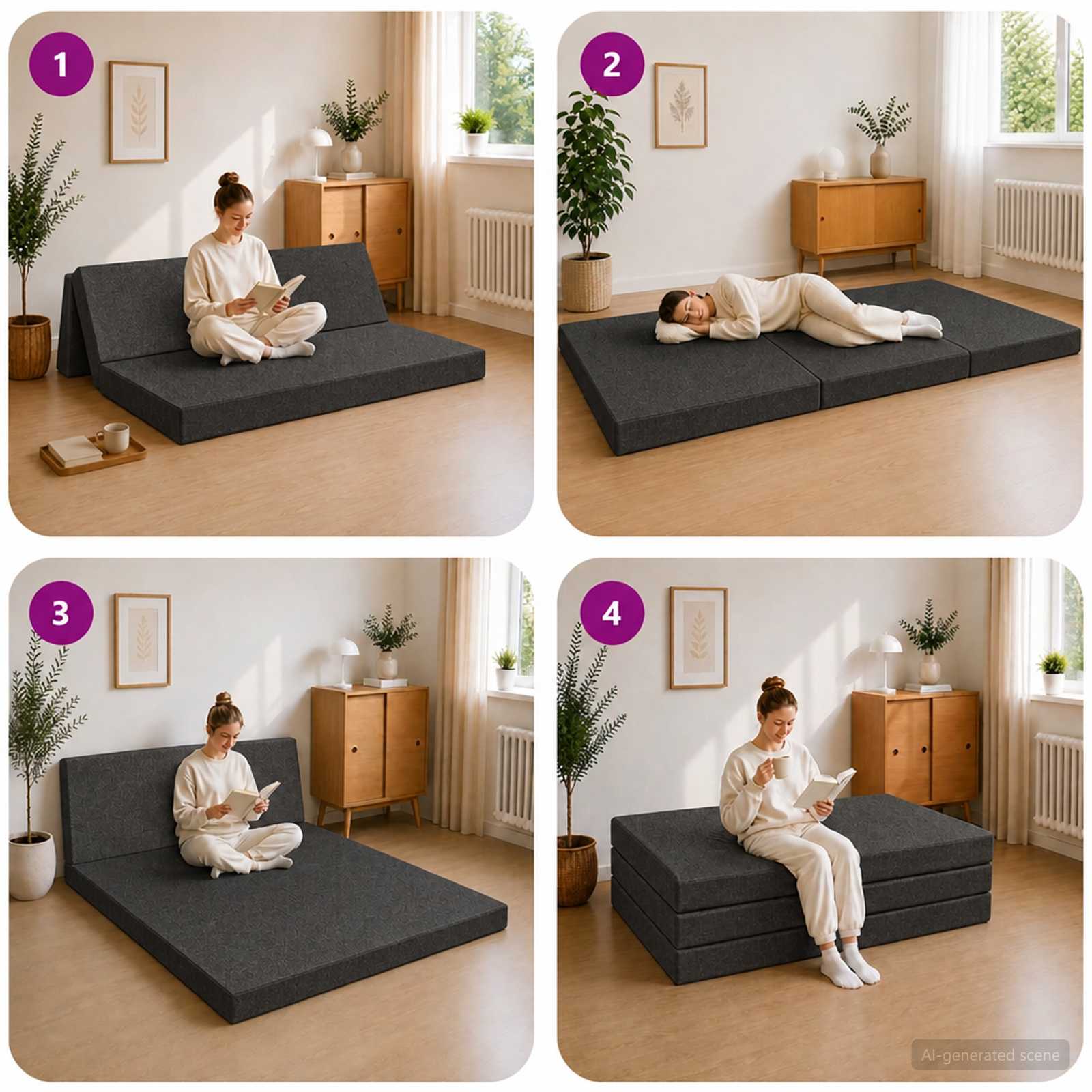 Canapé-lit pliable 160 x 67 x 45 cm Gris foncé
