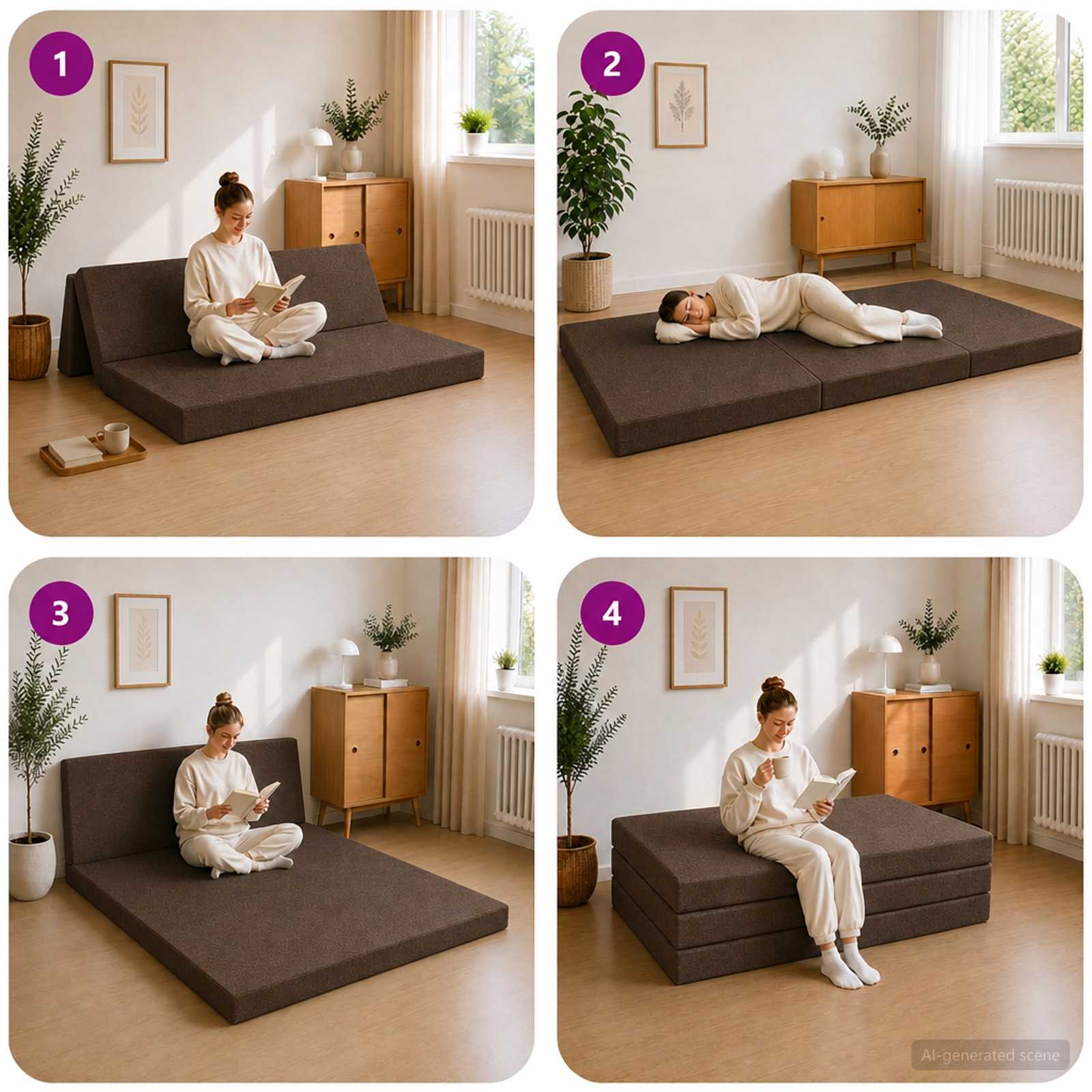 Canapé-lit pliable 160 x 67 x 45 cm Taupe