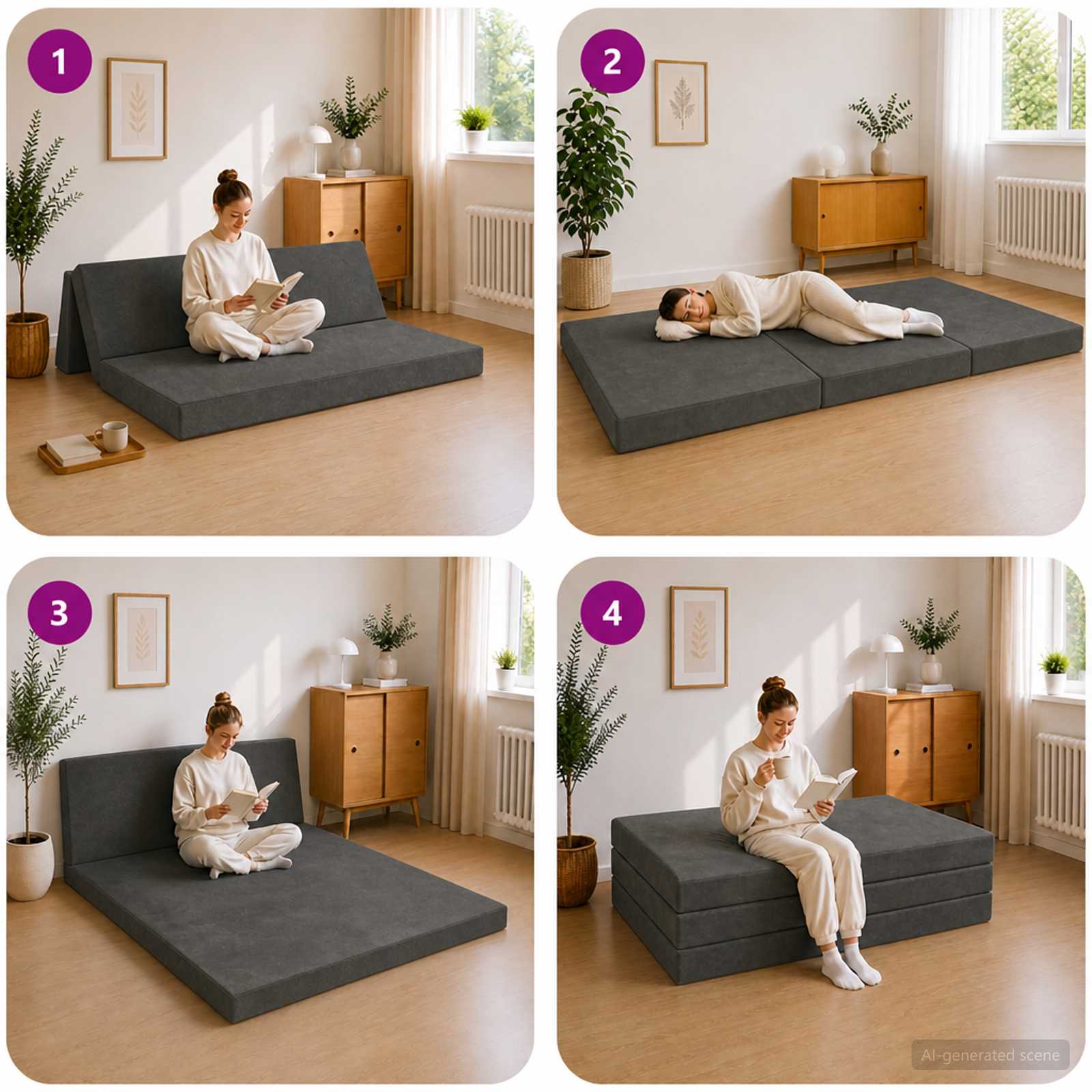 Canapé-lit pliable 160 x 67 x 45 cm Gris foncé