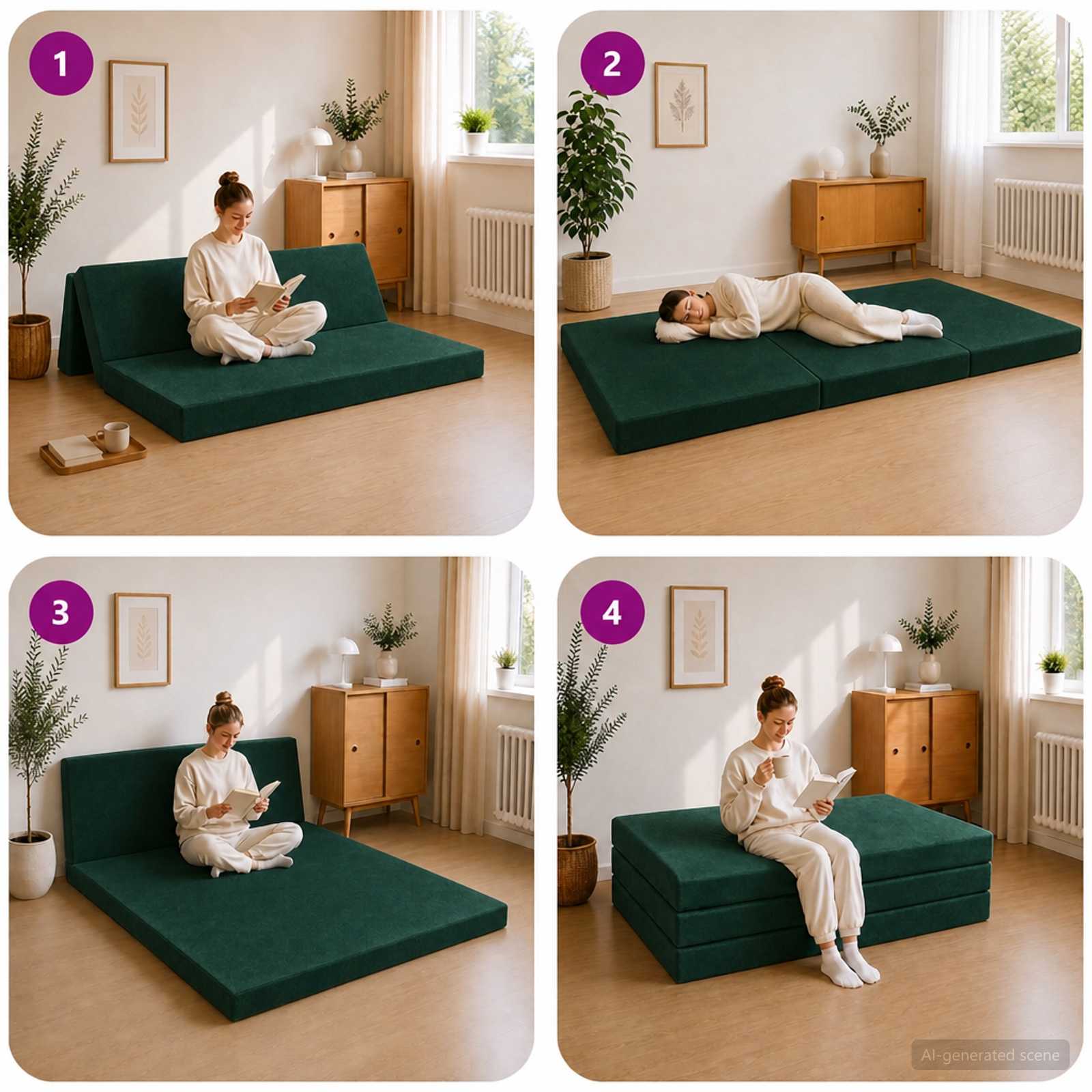 Canapé-lit pliable 160 x 67 x 45 cm Vert foncé