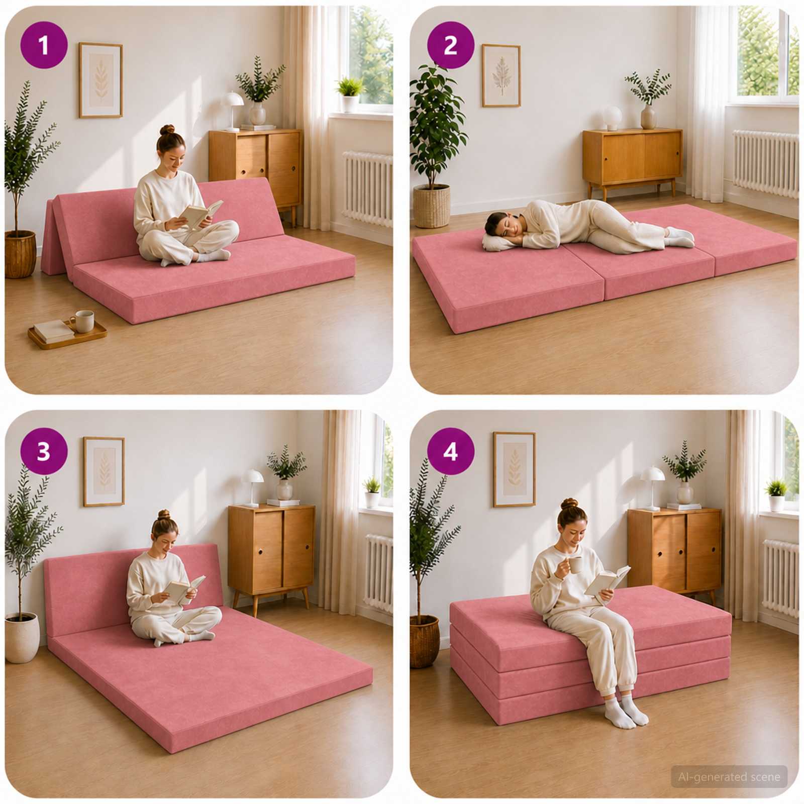 Canapé-lit pliable 160 x 67 x 45 cm Rose - XIOS