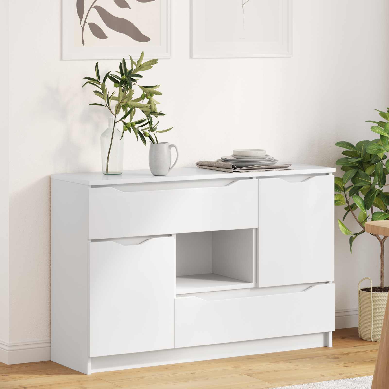 Buffet Blanc 100 x 30 x 65,6 Bois d'ingénierie