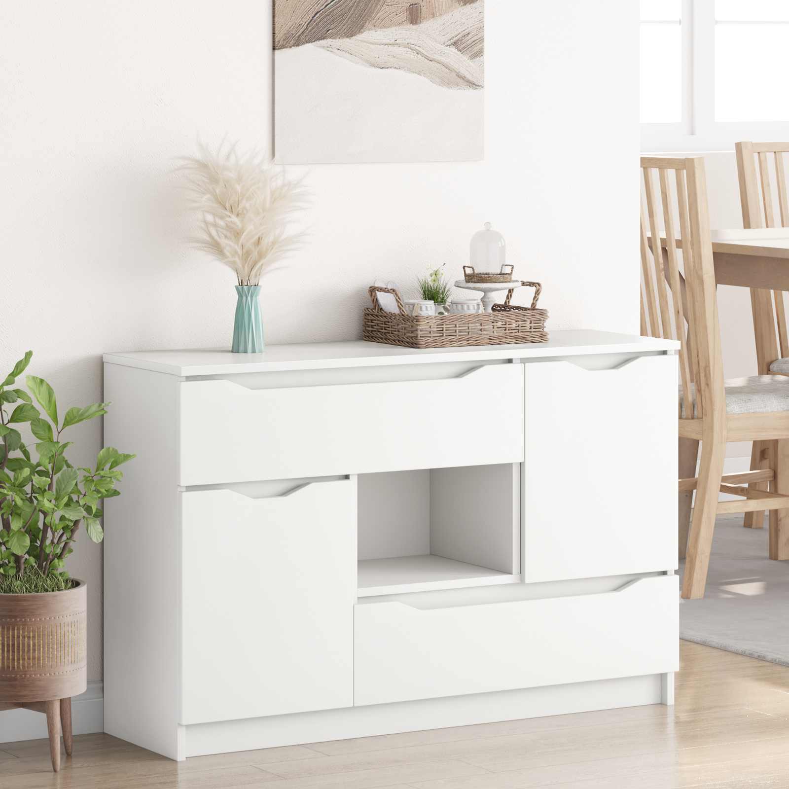 Buffet Blanc 100 x 30 x 65,6 Bois d'ingénierie